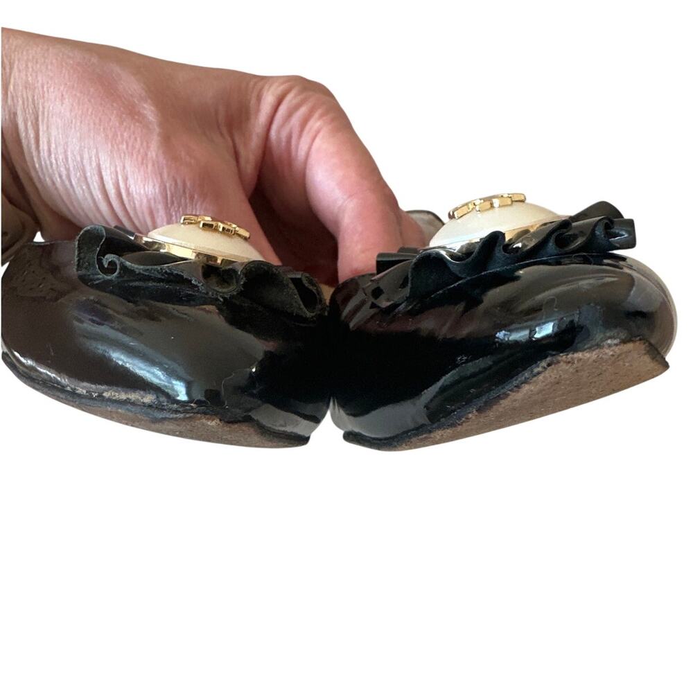 Tory Burch Melody Pointed Toe Patent‎ Flats Black 8 - Picture 12 of 15